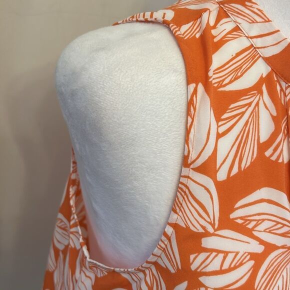 41 Hawthorn orange white leaf pattern sleeveless blouse Size S New - Picture 3 of 10